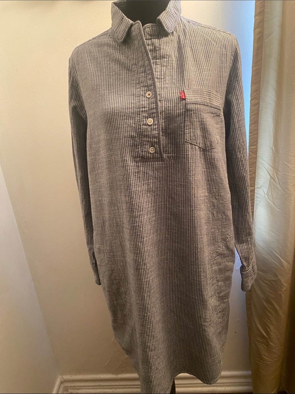 Levi's Gray Striped Button-Up dress
